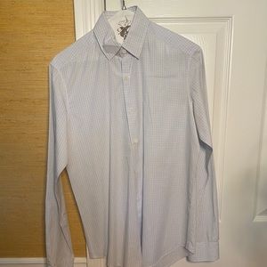 Barney’s New York White Dress Shirt w/ Blue Check